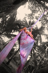 Outdoor aerial silks